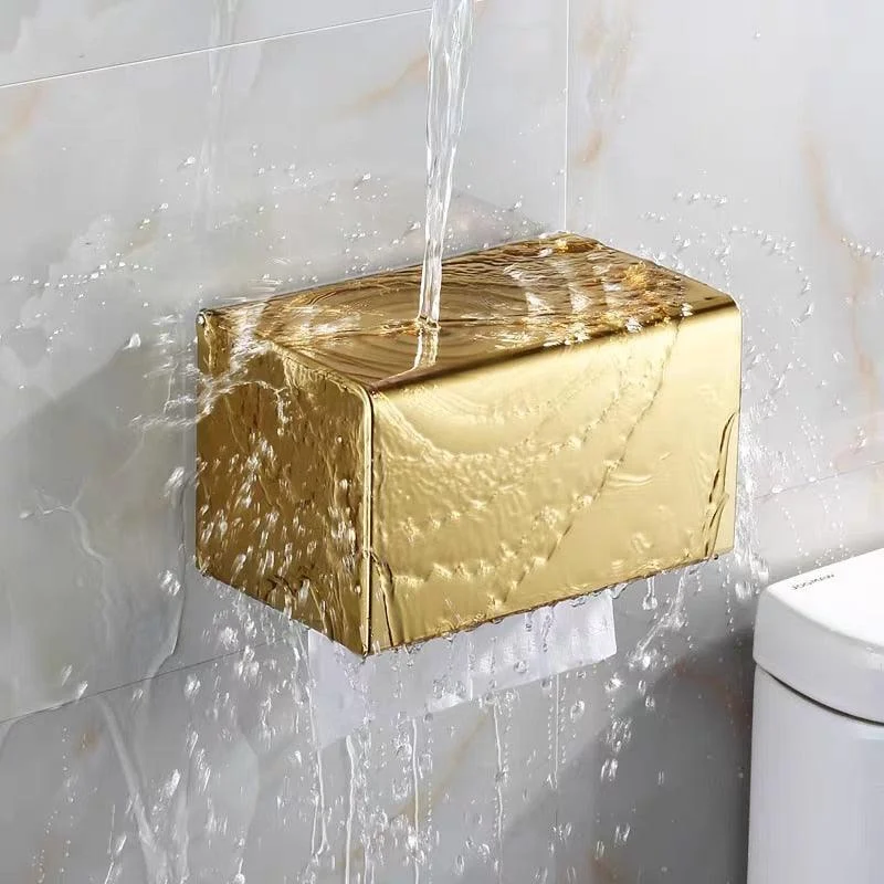 Gold Stainless Steel Bathroom Accessory Roll Paper Toilet Tissue Box -Bathlova