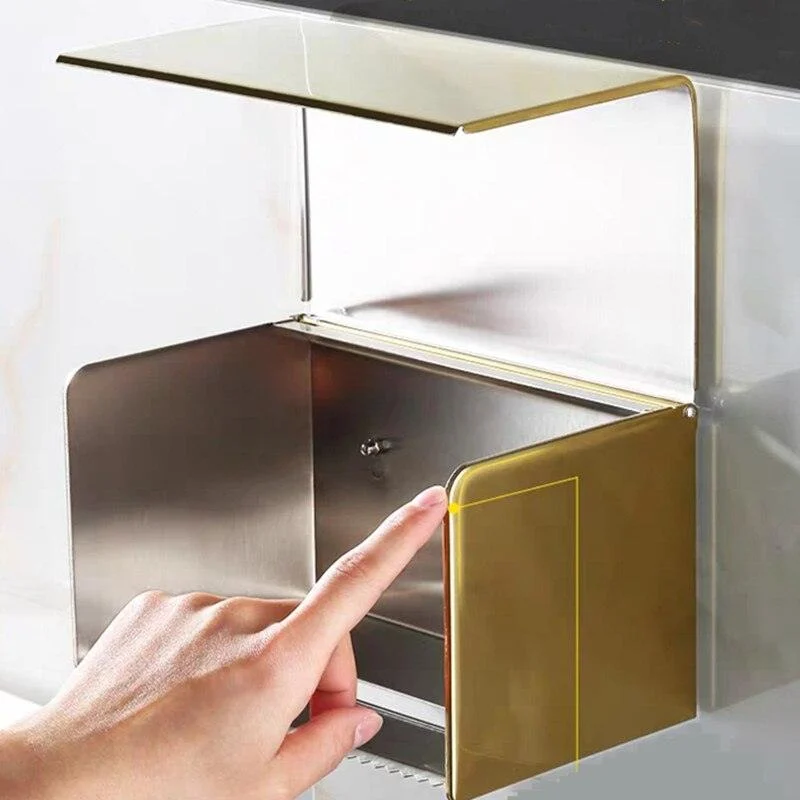 Gold Stainless Steel Bathroom Accessory Roll Paper Toilet Tissue Box -Bathlova