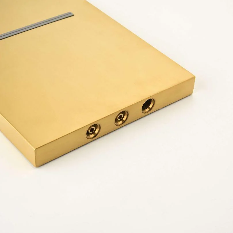 Gold Thermostatic Rectangle Rainfall Shower System with Handheld and Shower Tap Set -Bathlova