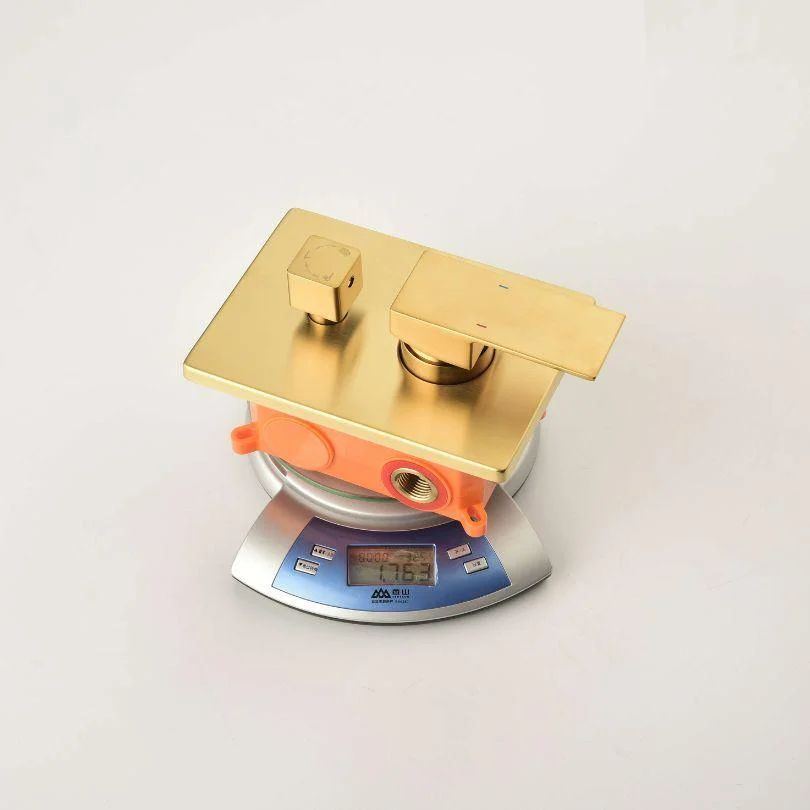 Gold Thermostatic Rectangle Rainfall Shower System with Handheld and Shower Tap Set -Bathlova