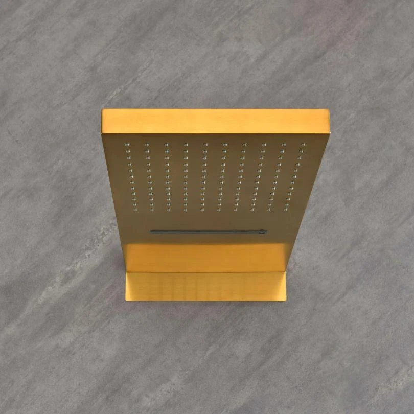 Gold Thermostatic Rectangle Rainfall Shower System with Handheld and Shower Tap Set -Bathlova