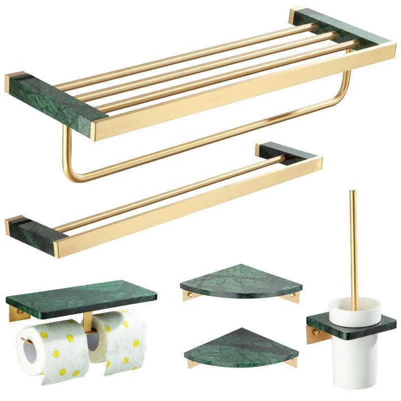 Golden Bath Hardware Set Brass& Marble Bathroom Accessory Kit -Bathlova