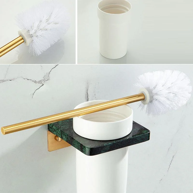 Golden Bath Hardware Set Brass& Marble Bathroom Accessory Kit -Bathlova