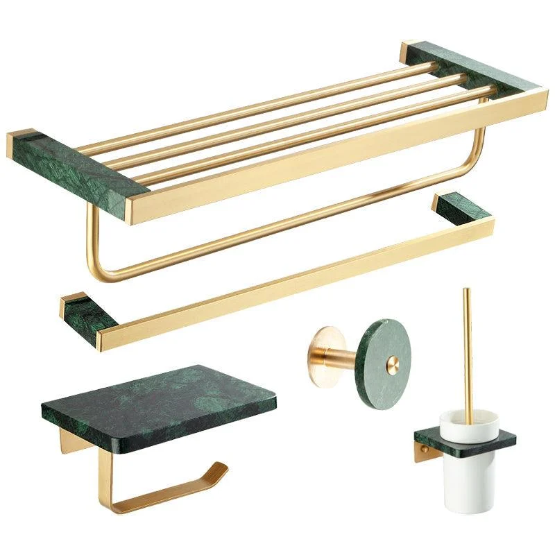 Golden Bath Hardware Set Brass& Marble Bathroom Accessory Kit -Bathlova