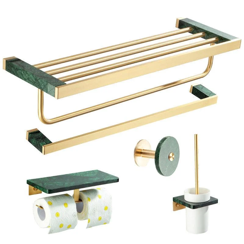 Golden Bath Hardware Set Brass& Marble Bathroom Accessory Kit -Bathlova