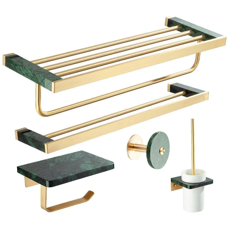 Golden Bath Hardware Set Brass& Marble Bathroom Accessory Kit -Bathlova