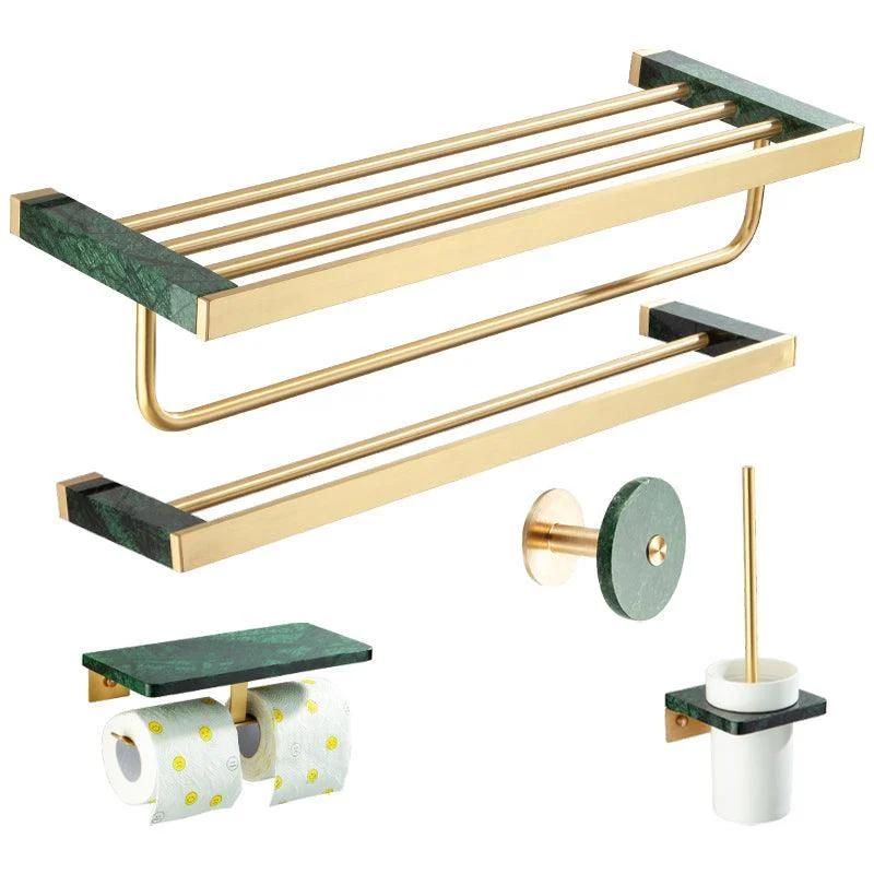 Golden Bath Hardware Set Brass& Marble Bathroom Accessory Kit -Bathlova