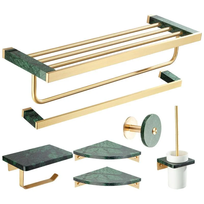 Golden Bath Hardware Set Brass& Marble Bathroom Accessory Kit -Bathlova