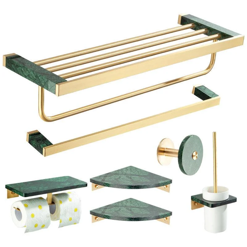 Golden Bath Hardware Set Brass& Marble Bathroom Accessory Kit -Bathlova