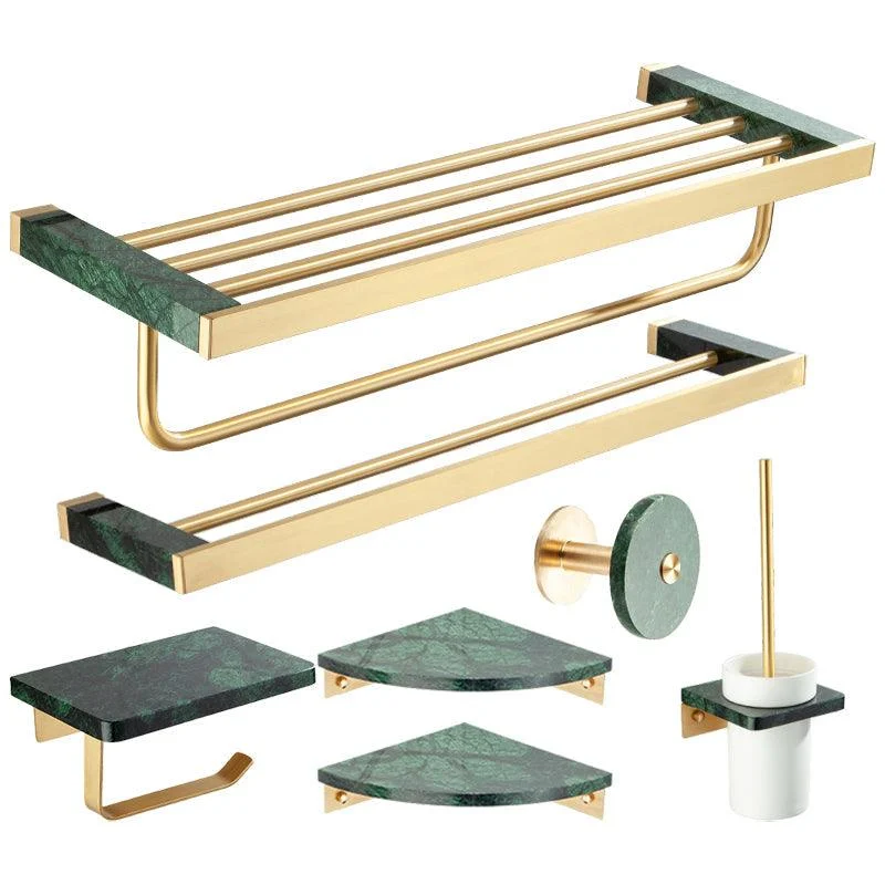 Golden Bath Hardware Set Brass& Marble Bathroom Accessory Kit -Bathlova