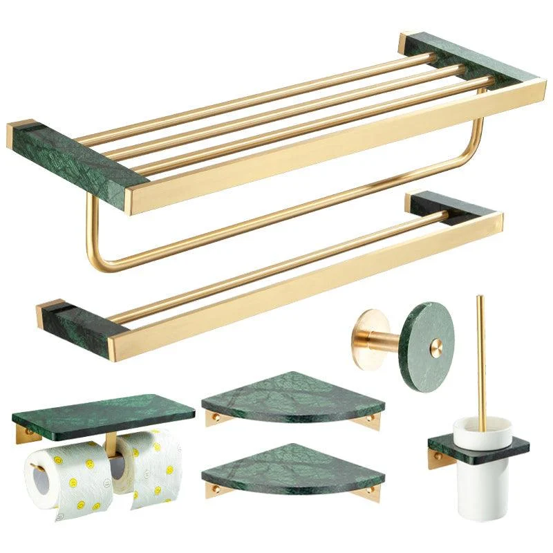 Golden Bath Hardware Set Brass& Marble Bathroom Accessory Kit -Bathlova