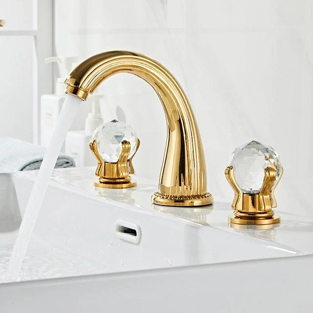 Golden Bathroom Basin Tap for Vessel Sink Crane Waterfall Tap -Bathlova