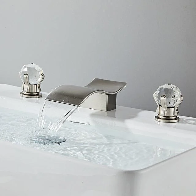 Golden Bathroom Basin Tap for Vessel Sink Crane Waterfall Tap -Bathlova