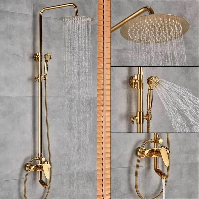 Golden Bathtub Taps 8" Brass Rainfall Bathroom Shower Mixer Tap -Bathlova