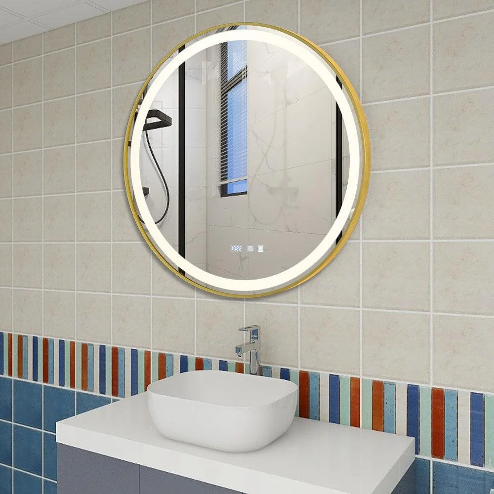 Golden Black Frame Makeup Mirror With 3 Color Light Bathroom Mirror -Bathlova