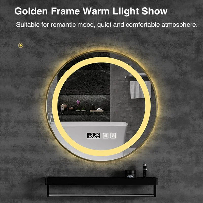 Golden Black Frame Makeup Mirror With 3 Color Light Bathroom Mirror -Bathlova