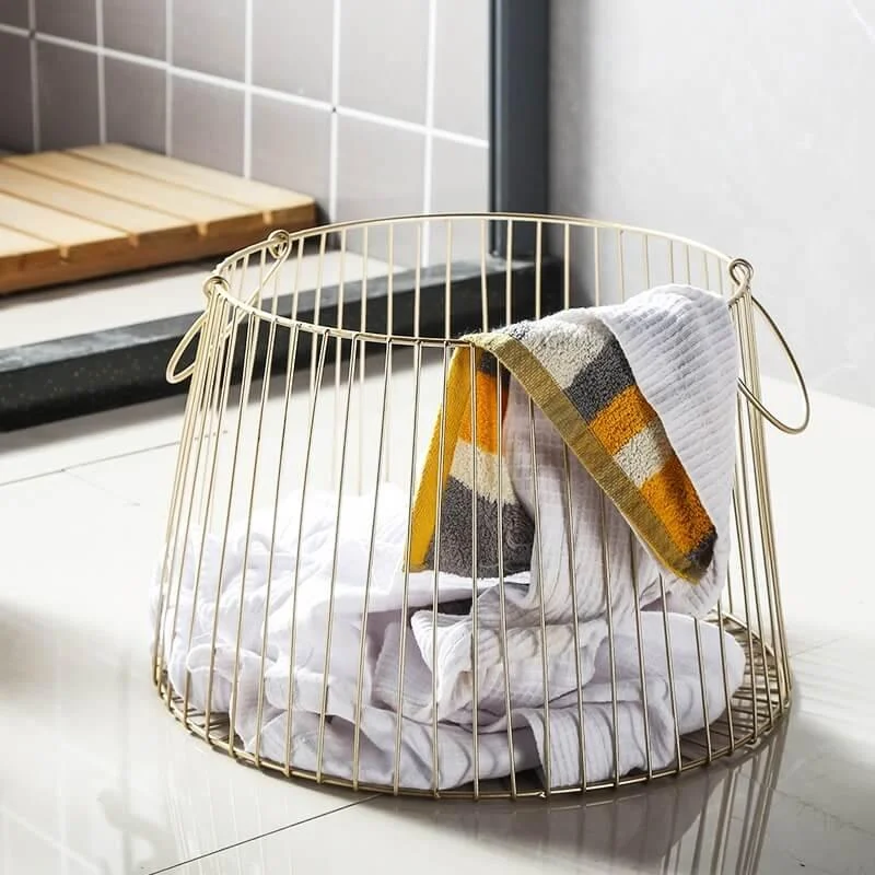 Golden Cast Iron Storage Basket -Bathlova