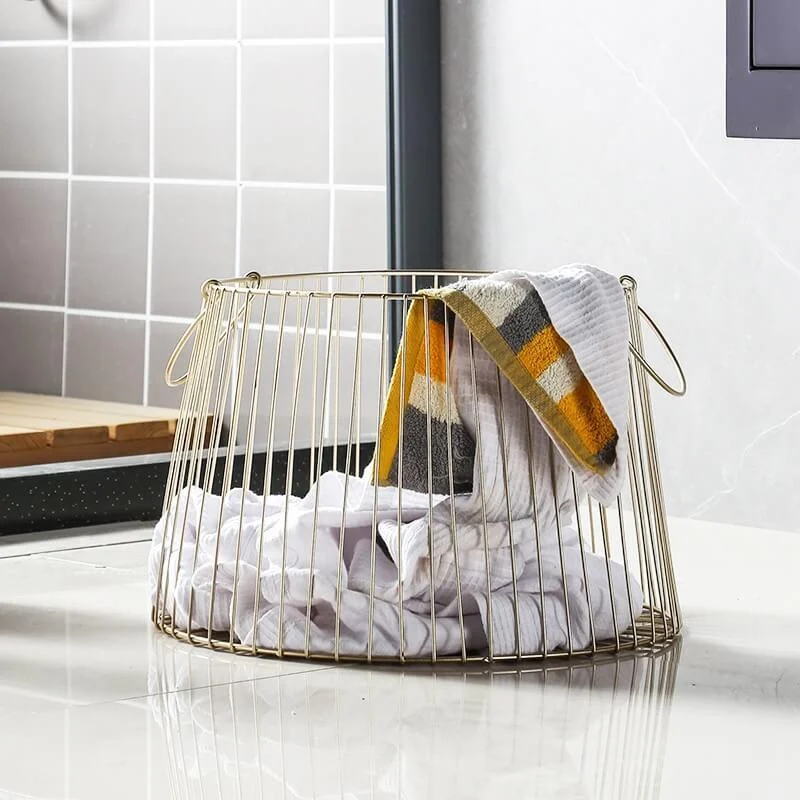 Golden Cast Iron Storage Basket -Bathlova