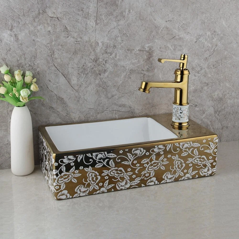 Golden Ceramic Basin Bathroom Sink European Style Washbasin Sink Bath -Bathlova