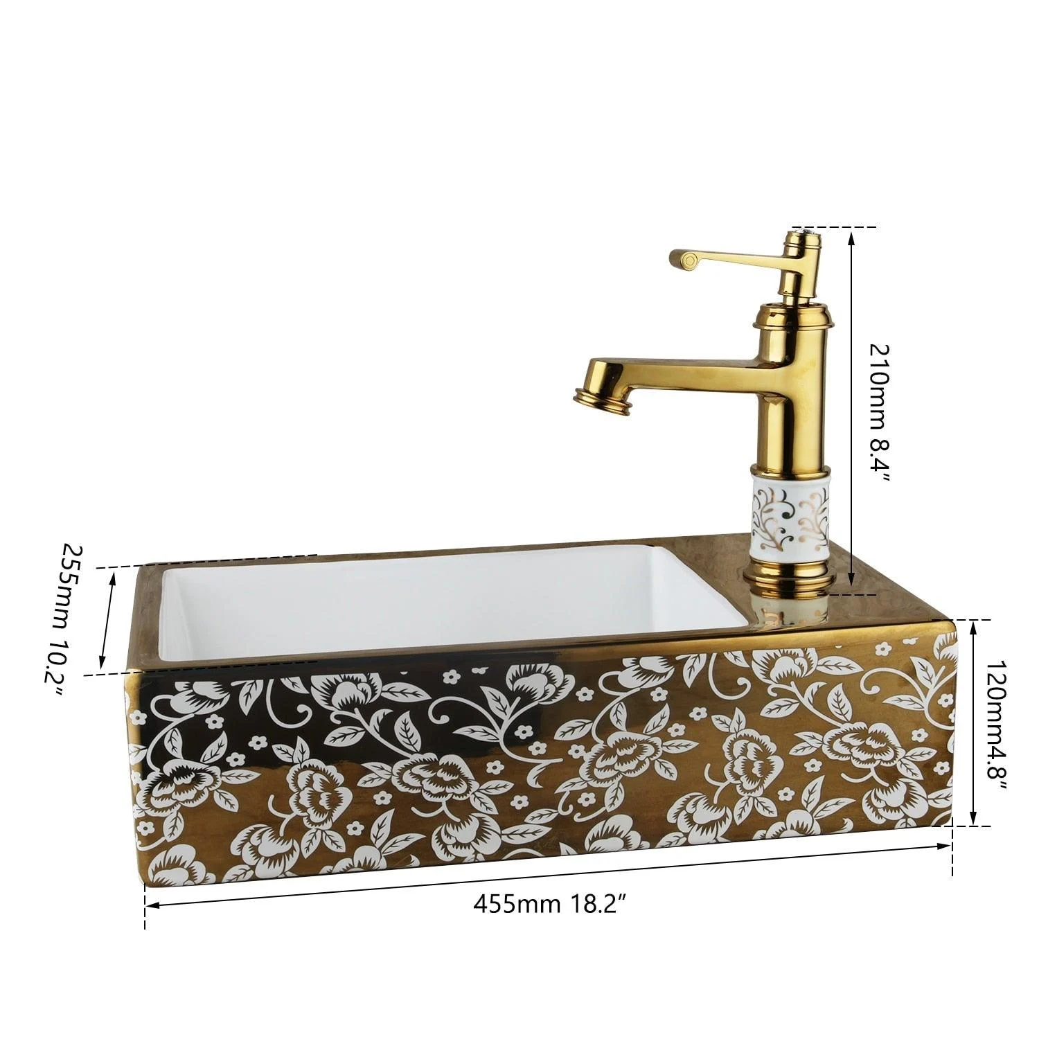 Golden Ceramic Basin Bathroom Sink European Style Washbasin Sink Bath -Bathlova