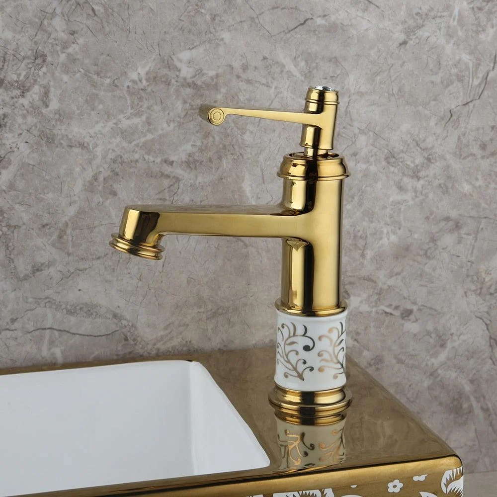 Golden Ceramic Basin Bathroom Sink European Style Washbasin Sink Bath -Bathlova