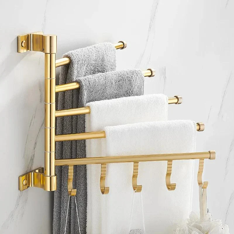 Golden Light Aluminum Wall Mounted Rotating Towel Rack Bath Rail Hanger -Bathlova