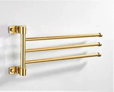 Golden Light Aluminum Wall Mounted Rotating Towel Rack Bath Rail Hanger -Bathlova