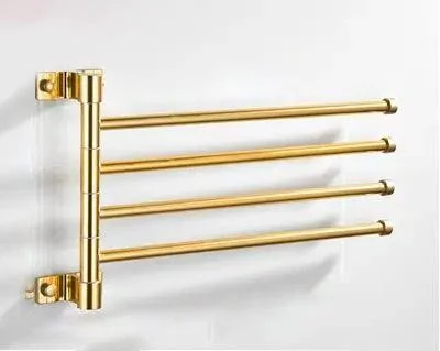 Golden Light Aluminum Wall Mounted Rotating Towel Rack Bath Rail Hanger -Bathlova