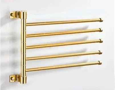 Golden Light Aluminum Wall Mounted Rotating Towel Rack Bath Rail Hanger -Bathlova