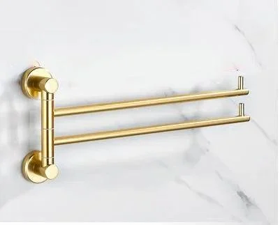 Golden Light Aluminum Wall Mounted Rotating Towel Rack Bath Rail Hanger -Bathlova