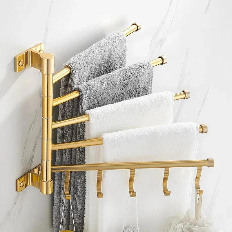 Golden Light Aluminum Wall Mounted Rotating Towel Rack Bath Rail Hanger -Bathlova