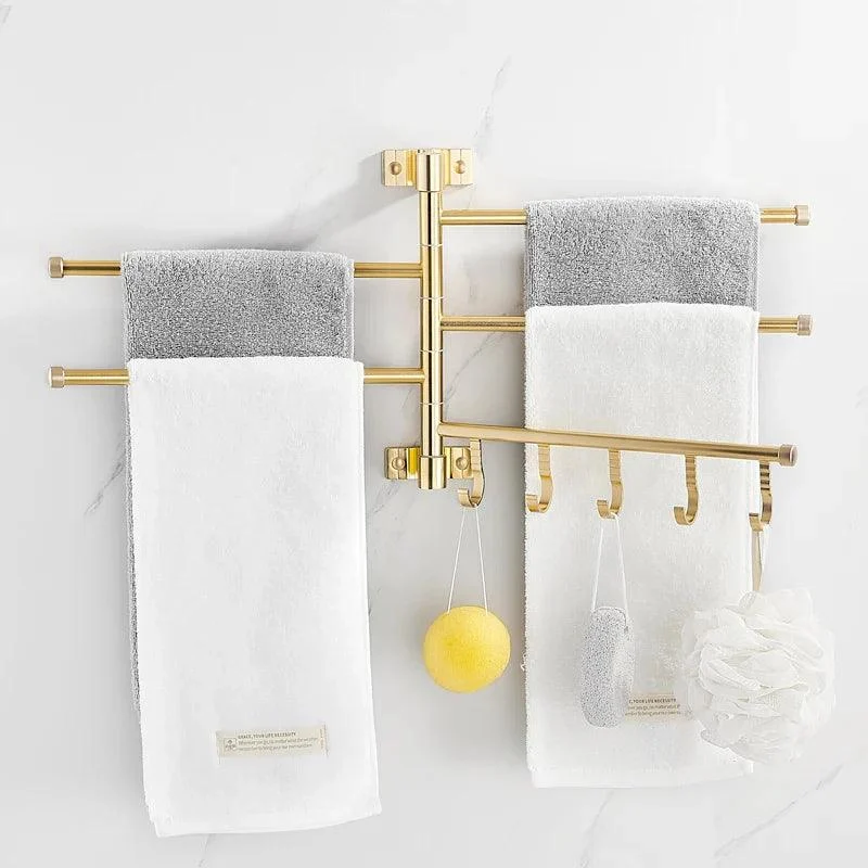 Golden Light Aluminum Wall Mounted Rotating Towel Rack Bath Rail Hanger -Bathlova