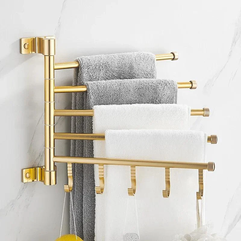 Golden Light Aluminum Wall Mounted Rotating Towel Rack Bath Rail Hanger -Bathlova