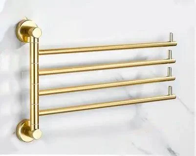 Golden Light Aluminum Wall Mounted Rotating Towel Rack Bath Rail Hanger -Bathlova