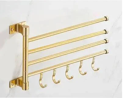 Golden Light Aluminum Wall Mounted Rotating Towel Rack Bath Rail Hanger -Bathlova