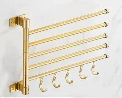 Golden Light Aluminum Wall Mounted Rotating Towel Rack Bath Rail Hanger -Bathlova