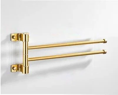 Golden Light Aluminum Wall Mounted Rotating Towel Rack Bath Rail Hanger -Bathlova