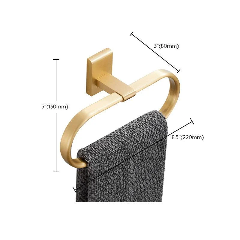 Golden Modern 5-Piece Bathroom Accessory Set Brushed Brass Towel Bar/Paper Holder -Bathlova