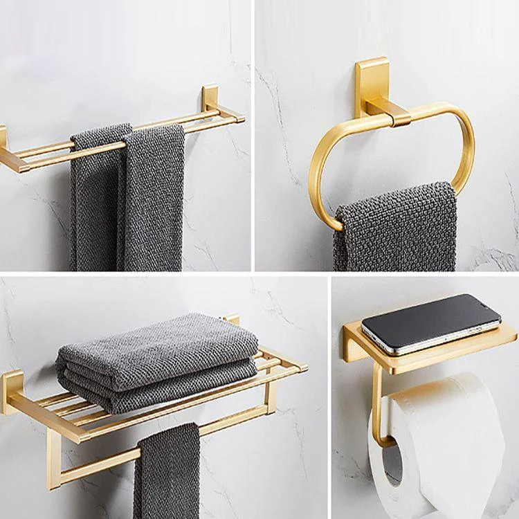 Golden Modern 5-Piece Bathroom Accessory Set Brushed Brass Towel Bar/Paper Holder -Bathlova