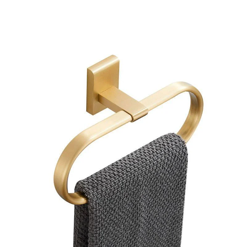 Golden Modern 5-Piece Bathroom Accessory Set Brushed Brass Towel Bar/Paper Holder -Bathlova