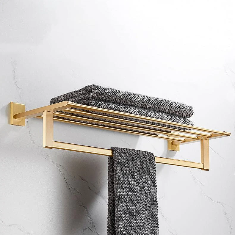 Golden Modern 5-Piece Bathroom Accessory Set Brushed Brass Towel Bar/Paper Holder -Bathlova