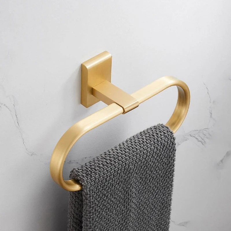 Golden Modern 5-Piece Bathroom Accessory Set Brushed Brass Towel Bar/Paper Holder -Bathlova