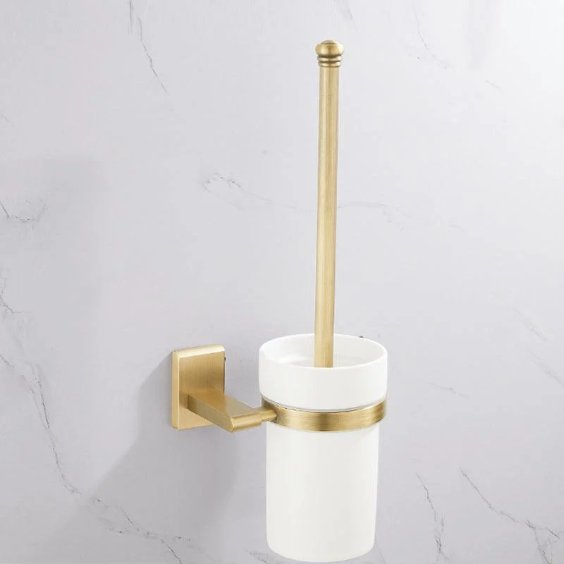 Golden Modern 5-Piece Bathroom Accessory Set Brushed Brass Towel Bar/Paper Holder -Bathlova