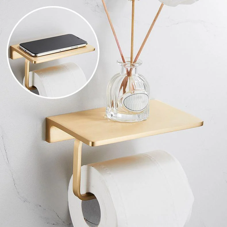 Golden Modern 5-Piece Bathroom Accessory Set Brushed Brass Towel Bar/Paper Holder -Bathlova