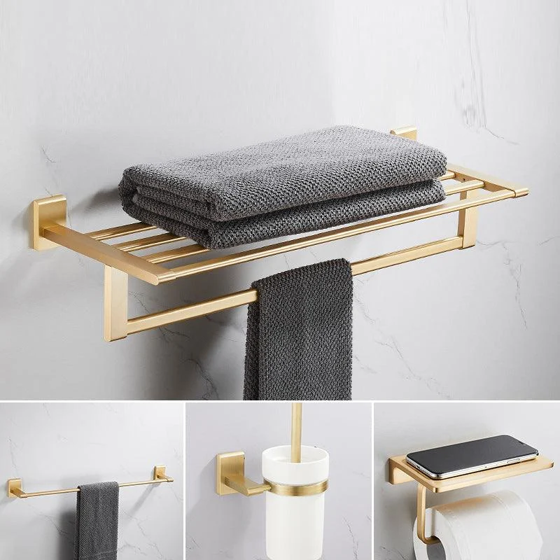 Golden Modern 5-Piece Bathroom Accessory Set Brushed Brass Towel Bar/Paper Holder -Bathlova