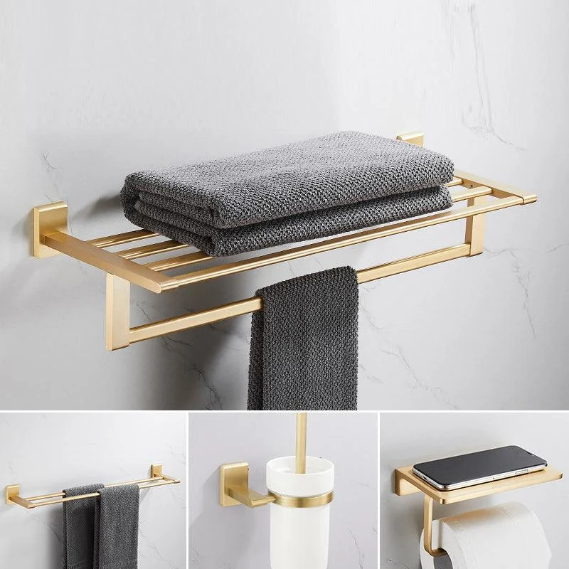 Golden Modern 5-Piece Bathroom Accessory Set Brushed Brass Towel Bar/Paper Holder -Bathlova