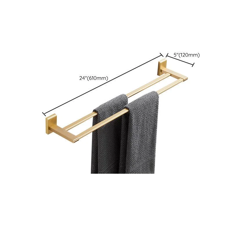 Golden Modern 5-Piece Bathroom Accessory Set Brushed Brass Towel Bar/Paper Holder -Bathlova