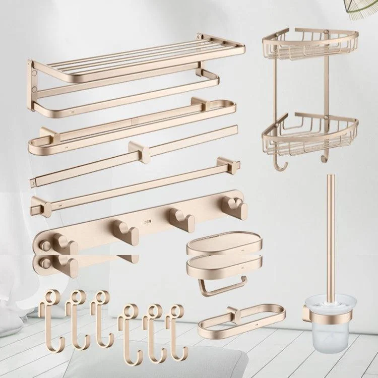 Golden Modern Bathroom Accessory Set Polished Brass Bath Shelf/Towel Bar/Robe Hooks -Bathlova