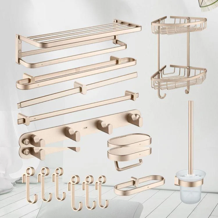 Golden Modern Bathroom Accessory Set Polished Brass Bath Shelf/Towel Bar/Robe Hooks -Bathlova