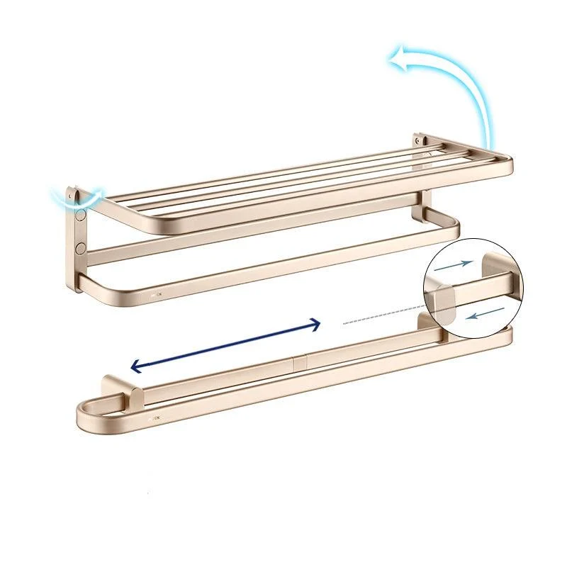 Golden Modern Bathroom Accessory Set Polished Brass Bath Shelf/Towel Bar/Robe Hooks -Bathlova